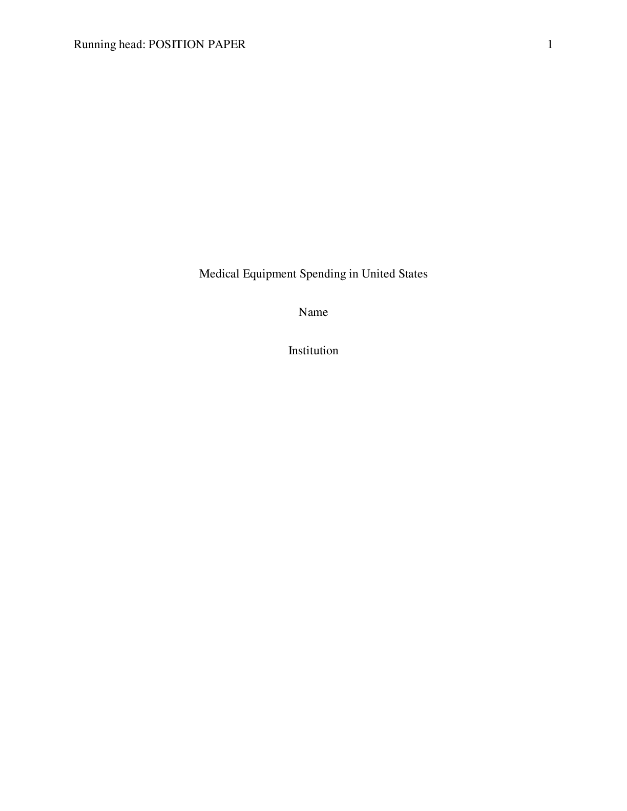 Preview image for Position paper: Medical Equipment Spending in United States